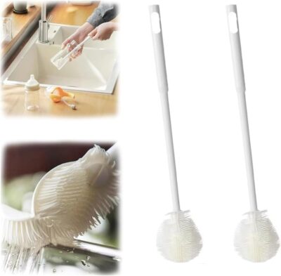 BELOXY Silicone Bottle Cleaning Brush, 360 Degree Rotational, Flexible Soft Bristle, Long Handle Cleaning Brush for Jar, Cup, Glass Mug Container and Kitchenware (29 × 5.5 × 1cm) (1)