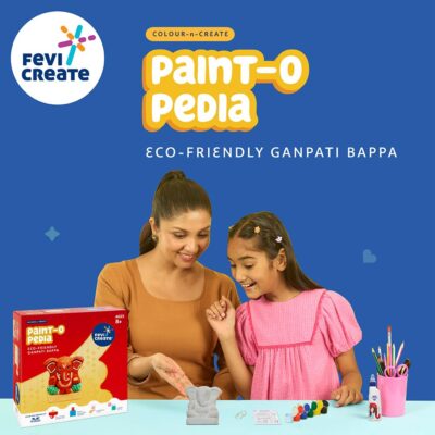 Fevicreate Eco-friendly Ganesha Painting art and craft kit, Paint Ganpati idol made by local artisans Craft materials provided Make pandal from the box Immerse Ganesha at home Gift for girls and boys 8+ year