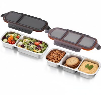 Lunch Box Combo Set for Kids & Adults | Airtight Food Storage Containers with Compartments | Reusable Bento Snack Box for Office & School (2 + 3 Compartments)