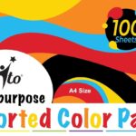 Bambalio JT-CRA Assorted Color Paper Pack Of 100 Sheets Smooth Finish 75 GSM/ A4 Size Art & Craft Coated Colored Paper
