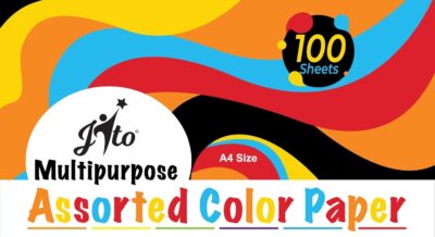 Bambalio JT-CRA Assorted Color Paper Pack Of 100 Sheets Smooth Finish 75 GSM/ A4 Size Art & Craft Coated Colored Paper