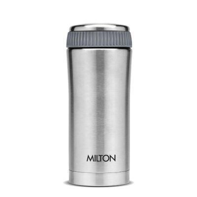 Milton Optima 420 Thermosteel Flask, 410 ml, Silver | ISI Certified | Hot & Cold | Rust Proof | Leak Proof | 18/8 Stainless Steel | Tea, Coffee, Juice Bottle