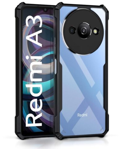 WOW IMAGINE Shockproof Clear Hybrid Case for Mi Redmi A3/A3X/Poco C61 (Black)