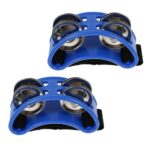 HEALLILY 2Pcs Foot Tambourine Foot Drum Set Musical Instrument Percussion Pedal with Steel Jingle Bells for Drum and Guitar Playing
