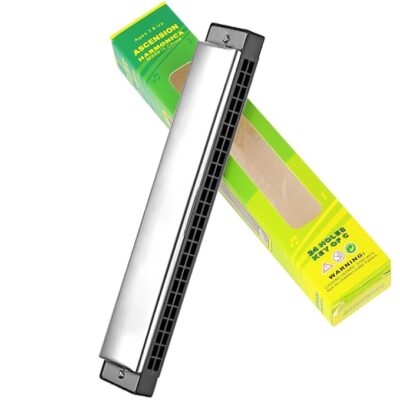 Ascension Harmonica Mouth Organ 24 Holes 48 reads Key C with Plastic Case Beginner Students, Excellent Gift for Music Fan, Best Music Gift (White)