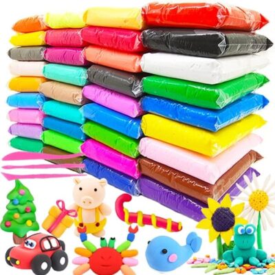 Eclet (Pack of 12) Air Dry Clay, Colorful Children Soft Clay, Creative Art Crafts, Gifts for Kids-Multi Color. Non-Toxic Modeling Magic Fluffy Foam Bouncing Clay Putty Kit for Kids with Tools .24