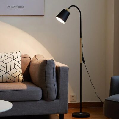 Black Metal Nod Modern Minimalism LED Corner Floor Lamp for Home Décor, Living Room & Office