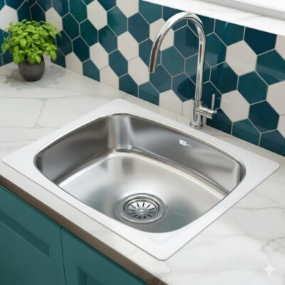 Zolmix® Premium 304 Stainless Steel Kitchen Sink 18x16x8 Inch | 1MM Thick | Oval Bowl | Polished Finish | Rust-Resistant | Curved Corners | Weightless Foam Pad | Heat & Impact Resistant - Silver