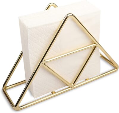 CentraLit Gold Napkin Holder for Dining Table | Metal Tissue Paper Stand for Kitchen, Office, Home & Restaurant | Elegant Triangle Design, Rust-Resistant