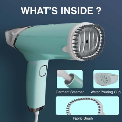 HushBlue Handheld Garment Steamer for Clothes – Ultra Fast 15s Heat-Up | Portable, Foldable & Lightweight Garment Steamer | Powerful Handheld Steamer for Home & Travel Use (Ice Blue)