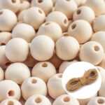 Ecofynd 16mm, 50 Pieces Natural Wood Beads, Unfinished Loose Wood Beads for Craft Making, Home Décor, DIY Jwellery Making