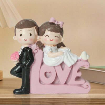 Tied Ribbons Romantic Love Couple Statue – Resin Showpiece (Multicolor)