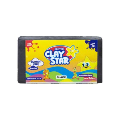 Skoodle Clay Star, Black Clay Bar (454gm), for Modelling & Sculpting, Scented Clay, Non-Toxic, for 3+ Years, Gift for Kids