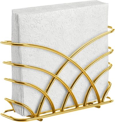 CentraLit Modern Napkin Holder for Dining Table & Kitchen | Gold Tissue Paper Stand & Organizer for Home, Restaurant & Décor | Holds up to 50 Napkins