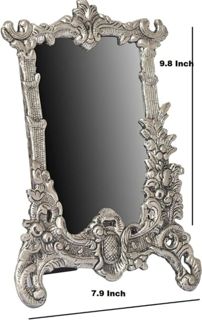 LABHCART White Metal Rectangular Photo Frame | Silver Aluminium Antique Design Wall-Mount Frame | 4x6 Inch Photo Display for Home & Office Décor (22x1x16 cm)