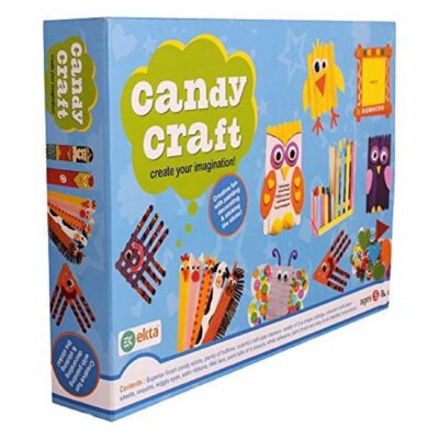 BKDT Marketing Candy Craft with candy sticks, buttons, pipe cleaners, paper sheets, sequins | Indoor Game for Kids|DIY Craft Kit | Wood | Wood Crafting Kit for Kids Craft Kit, art-festival gifts, Diwali gift