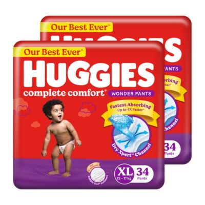 Complete Comfort Wonder Pants | Pant Style Baby Diapers Extra Large Size, 68 Count (34 count, pack of 2) | India's Fastest Absorbing Diaper, Prevents Diaper Rash, Ideal for 12 to 17 Kgs