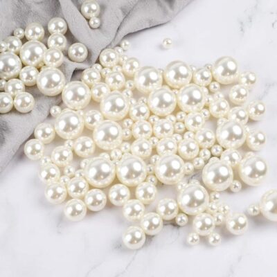 ecofynd 1400 Pcs 8 in 1 Cream Pearls Beads, Shiny Moti for Jewelry Earring Necklace Bracelet Making, Beading DIY Kit for Women Girls Kids (Size- 3/4/5/8/10/12/13/15mm, CS2101), Plastic