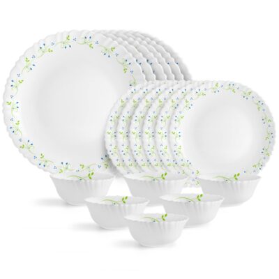 Cello Opalware Tropical Lagoon 18 Pcs Dinner Set | Lightweight & Chip-Resistant | Microwave & Dishwasher Safe