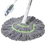 Wazdorf Microfiber Floor Cleaner, Self-Twisting with Metal Handle, Twist Mop, Hands-Free Dry & Wet Floor Cleaner, Quick Rinse & Dry Design, Microfiber Absorbent, Commercial Home Cleaning Tool (Grey)