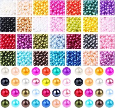DIY Crafts 200 Pcs, Mix Sizes, Pearl Bead, Multicolor Pearls Beads Loose Pearls with Holes for Jewelry Making, Small Pearl Filler Beads for Crafting Bracelet Necklace Earri (200 Pcs, Mix Sizes)