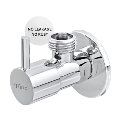 Tisto 7 Years Warranty Brass Angle Valve for Bathroom with Wall Flange, Angel Tap Faucet, Angle Cocke For Toilet Wash Basin Geyser, Suitable for Hot or Cold Water, Chrome Finish (1 Piece Set)