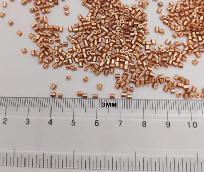 Special Copper Cut dana Sugar Tube Beads (3mm) (Pack of 100 gm) for Aari Work & Embroidery Maggam, Jewellery DIY Kit Seed