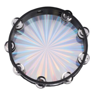 Generic ABS Tambourine, Drums Music Instrument Stainless Steel Double Row Jingles 10in Reflective Steel Hand Held Drum for for Party'