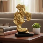 Esplanade Golden Love Couple Face Statue – Resin Showpiece (10 Inch)