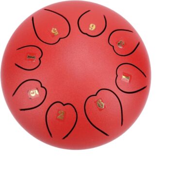 PERLMAN 6 Inch Steel Tongue Drum, 8-Note Percussion Handpan with Bag, Music Book & Mallets � Meditation, Musical Education, Mind Healing, Yoga & Concert Instrument for Kids & Adults (Red)