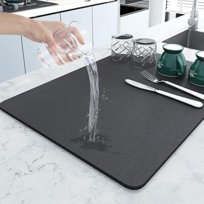 PANCA Dish Drying Kitchen Mat | Large 40×60 cm Water Absorbent & Anti-Slip Utensil Organizer | Foldable, Quick-Dry Mat for Sink, Dining Table & Countertop