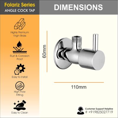 JABON BAGNO PA01001 Brass Angle Valve with Wall Flange Chrome (Pack of 1)