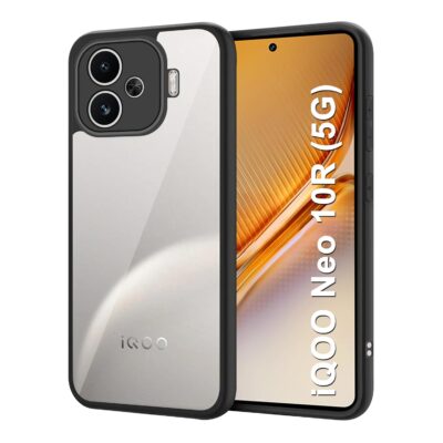 CEDO Ultra Hybrid Transparent Back Cover for iQOO Neo 10R 5G (Black)