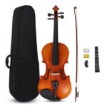 PERLMAN Classic Full Size Violin With 1 Brazil Wood Bow, Rosin, Hard Case, 1 Fingerboard Sticker, 1 Violin Mute (PM 40) (4/4)