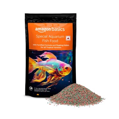 Amazon Basics Special Aquarium Fish Food – Floating Pellets for All Tropical Varieties – Fortified Formula with Vitamins – 1.2 mm Pellet Size, 1 Kg Pack