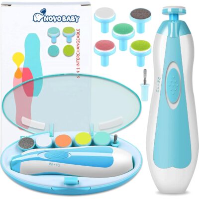 Electric Nail Cutter New Born 0-6 Months with LED Light | Infant Nail File | Toddler Nail Clipper | Kids Nail Trimmer | Newborn Baby Products | Safe Grooming Kit with 6 Filer Heads (Multi)