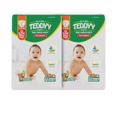 Baby Easy Large Diaper Pants 124 Count (Pack of 2), 9-14 kgs, 10 hrs Leak Protection, Anti - Bacterial