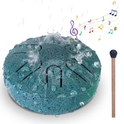 BABORUI Rain Drum for Outside Garden - Upgraded Non Waterlogging Rain Drum for Outside when It Rains, 3 Inches 6 Notes Steel Tongue Drum Rain Chime, Mini Outdoor Rain Drum Instrument(Malachite)