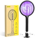 UN1QUE 2-in-1 Rechargeable Mosquito Killer Racket with 6 UV Lights | 1200mAh Battery | Base Stand | Fly Swatter Bug Zapper (Black)