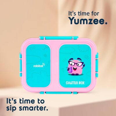 rabitat Yumzee Stainless Steel Bento Lunch Box 750ml- 2 Years Brand Warranty | Tiffin Box for Kids | Lunch Box for Kids | Steel Tiffin Box for School | Chatter Box