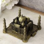 VRB Dec Brass Taj Mahal Miniature Showpiece – Decorative Desk & Home Decor Statue (Bronze)