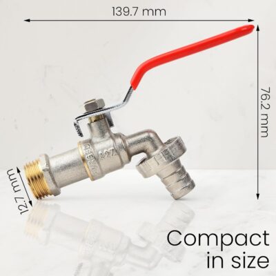 BATH GURU 1/2 Inch Brass Alloy Mini Washing Machin Nozzle Bib Cock Tap for Bathroom Garden Nickel Plated Pack of 1