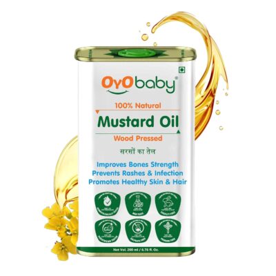 BABY 100% Natural Wood Pressed Baby Hair Oil for New Born With Mustard Baby Oil | Mustard Oil For New Born Baby Massage, Skin & Hair Care | 200ml