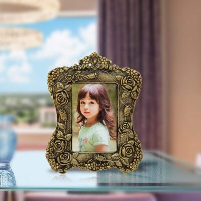 Handicrafts Paradise Antique Floral Motif Victorian Style Aluminium Metal Photo Frame | Decorative Vintage Frame for Home & Office Décor | Ideal Gift (19 x 1.2 x 23.5 cm)
