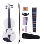 Juarez Legno Full Size 4/4 Violin Kit, JRV100WH with Bow, Rosin, Fretboard Sticker, Mute, Bridge, Oblong Case, White