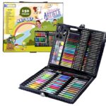 KARP Children Deluxe Art Drawing Set for Kids Case Art and Craft Supplies Drawing and Painting Set Great Gift (150Pcs -Black)