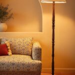 After Hour Classic Wooden Floor Lamp | Brown Taper Shade & Wooden Stand | Modern Minimalist Floor Lamp for Living Room, Bedroom & Office
