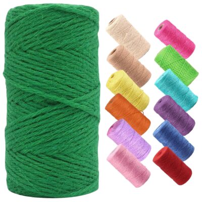 ecofynd Single String Color Jute Cord | Natural Hemp Rope for Wall Hanging, Plant Hanger Gift Wrapping, Garden Art | Thread Material for DIY Craft Projects, (2mm, 130 Meters, Green)