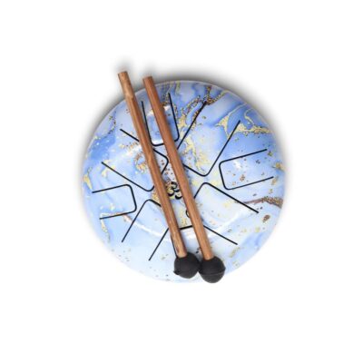India Meets India OM Steel Tongue Drum Percussion Hangpan Drum Hand drum Musical Instrument with Bag and Mallets Stick (6 Inch, Skyblue)