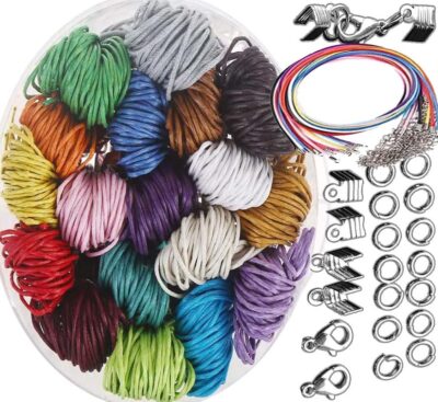 DIY Crafts 12 Mtr Kit, Mix, 5X Necklace Sample 1-120 Yards Waxed Polyester Cord Thread Beading String For Bracelet Necklace Jewelry Making Macrame Supplies Lobster (12 Meter Kit, Mix), Multicolor